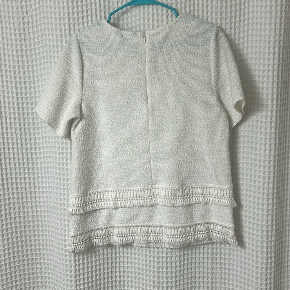 Banana Republic Short Sleeve Boucle Fringed Top - Picture 7 of 9